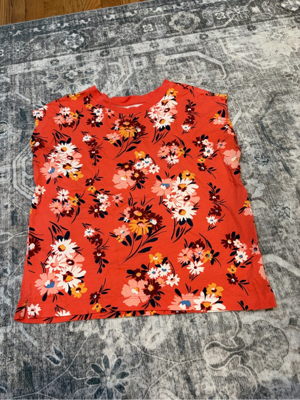LOFT Bright Coral Floral Sleeveless Tank